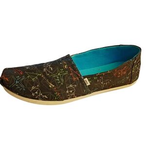 Black Canvas Slip-On Shoes with Colorful Math Print
